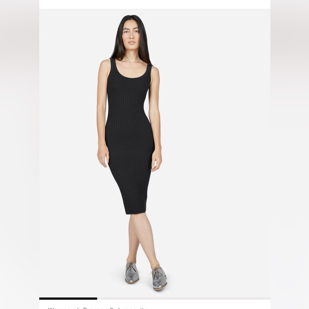 Everlane The E2 Ribbed Tank Dress in Black LBD